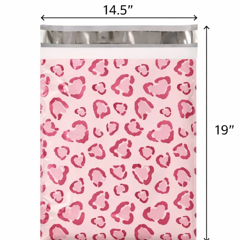20ct Large 14.5 x 19 Leopard Hearts Poly Mailers - Picture 2 of 3